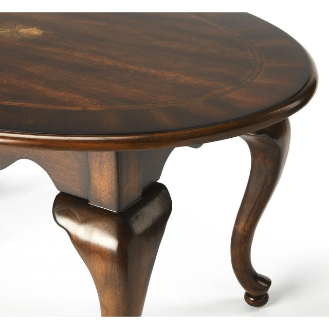 Traditional Grace Oval 4 Legs Coffee Table, Dark Brown For Sale - Image 3 of 5