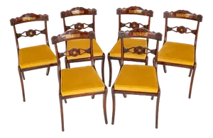 Regency Dining Chairs with Brass Inlay, Set of 6