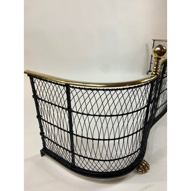 Vintage Brass and Black Wire English Fireplace Fender For Sale In New York - Image 6 of 6