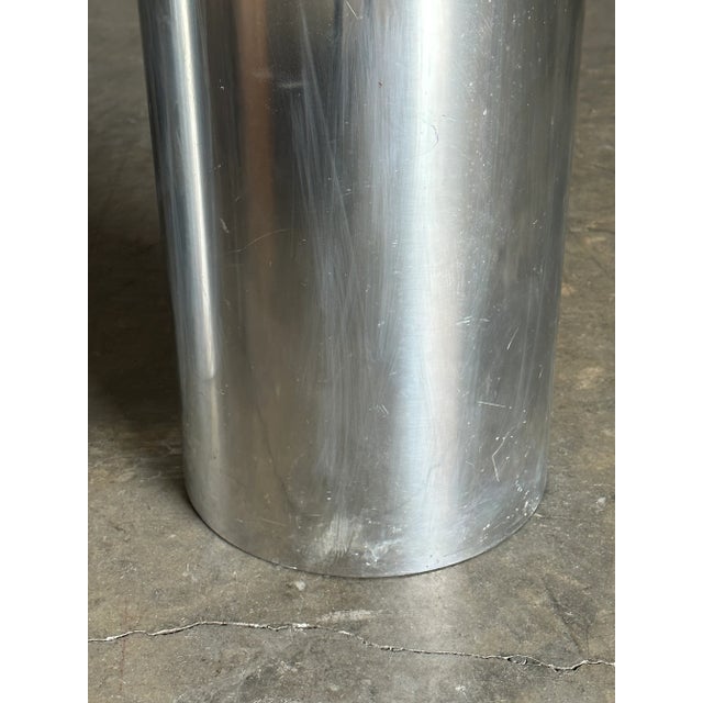 Chrome 1980s Postmodern Polished Metal and Marble Drum Drink Tables- a Pair For Sale - Image 8 of 11