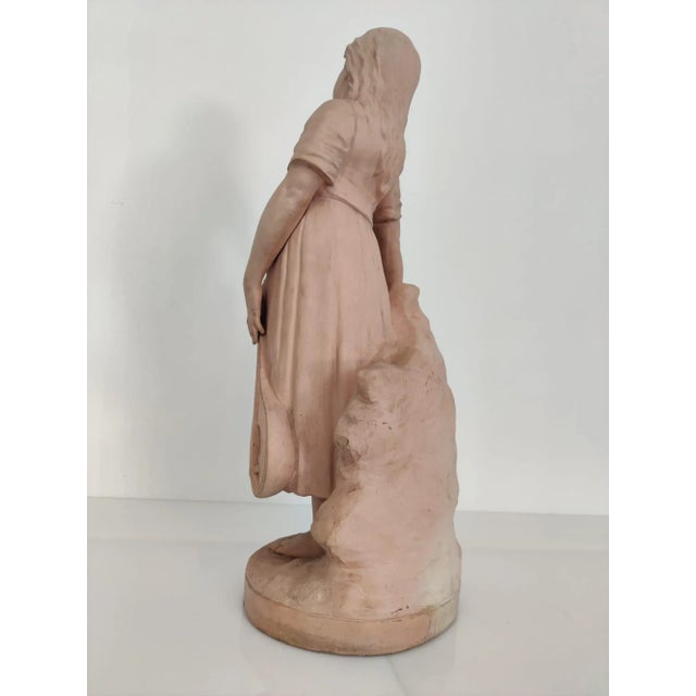 Antique Terracotta Girl with Mandolin Sculpture For Sale - Image 16 of 18