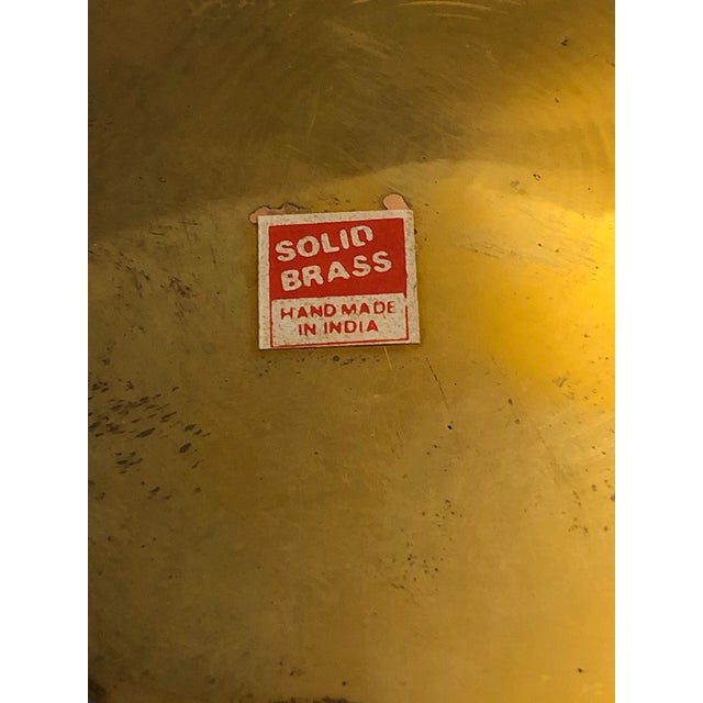 Mid 20th Century Vintage Solid Brass Footed Planter With Handles For Sale - Image 9 of 9