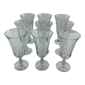 Early 20th Century Libbey Glass Rocke Sharpe Fernleigh Water Goblets- Set of 9
