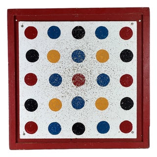 Rare to Market Vintage Carnival Fairground Polkadot Dart Board in Red Wood Frame For Sale