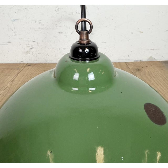 Industrial Green Enamel Pendant Light, 1970s For Sale - Image 12 of 16