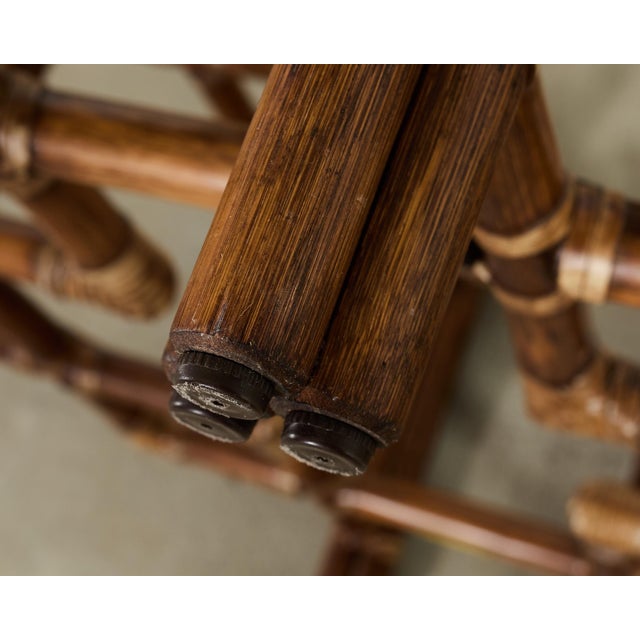 McGuire Organic Modern Lattice Rattan Brass Glass Cocktail Table For Sale - Image 15 of 18