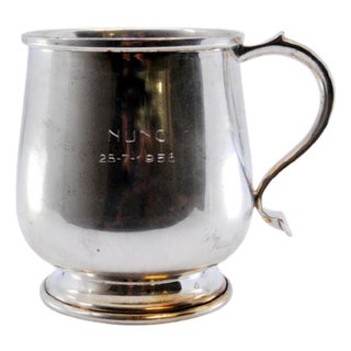 Silver Mug with Handle and Circular Base For Sale