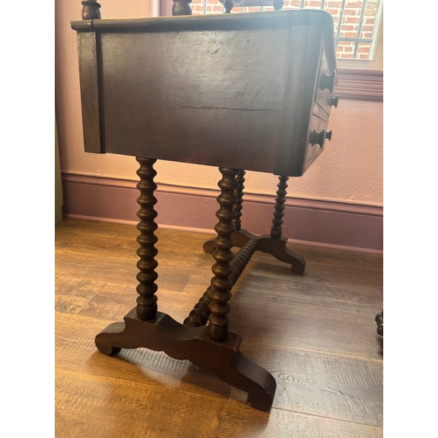 Antique Renaissance Revival Writing Desk With Bobbin Turned Legs For Sale - Image 4 of 15