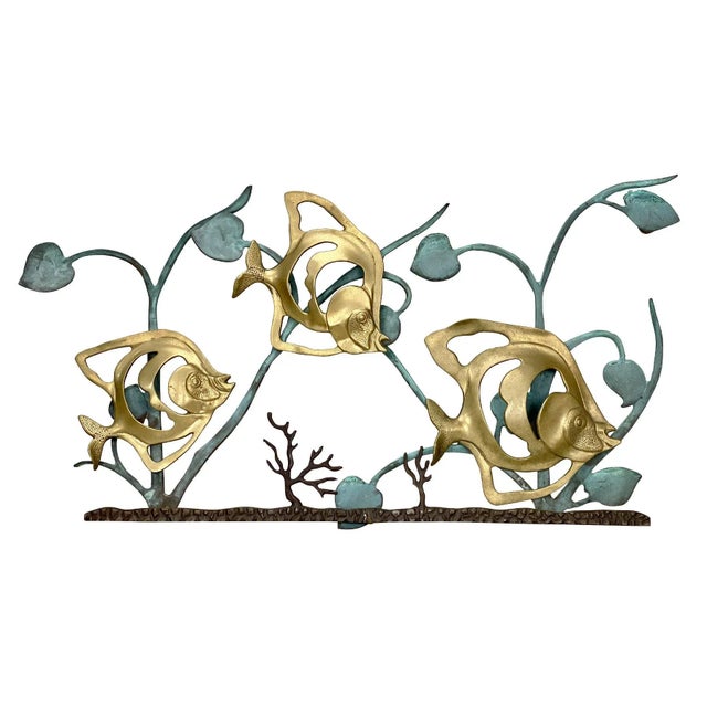 Mid-Century Oceanic Reef Fish Brass & Copper Wall Hanging Sculpture For Sale - Image 11 of 11