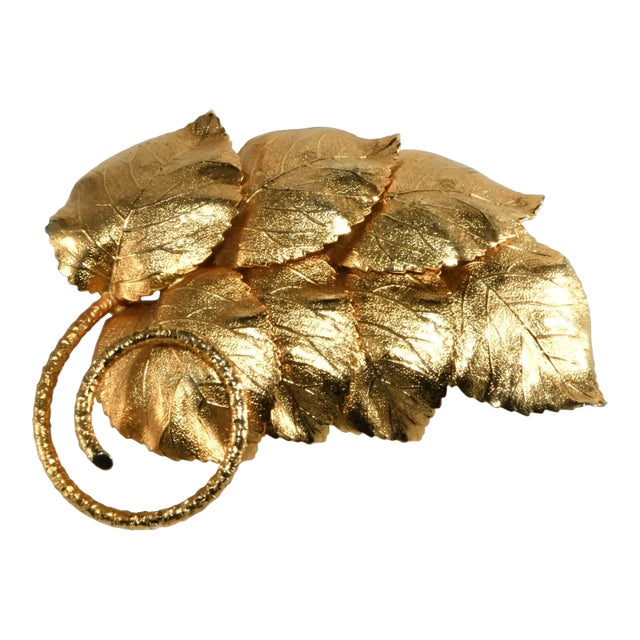 Vintage Napier Brooch Gold-Plated Leaves Spray For Sale