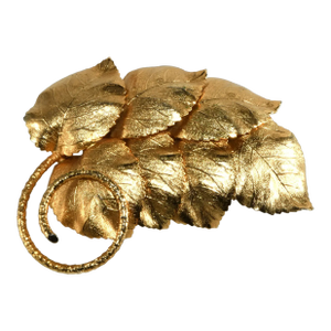Vintage Napier Brooch Gold-Plated Leaves Spray
