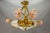 French Art Nouveau Chandelier with Alabaster Bowl & Pink Glass Shades, 1920 For Sale - Image 13 of 18