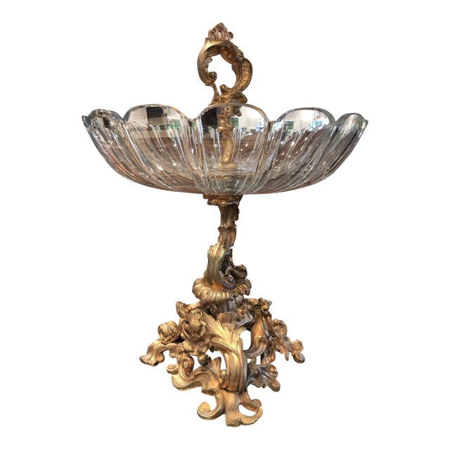 19th Century Gilt Bronze & Crystal Fox Hunting Scene Centerpiece or Epergne For Sale
