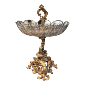 19th Century Gilt Bronze & Crystal Fox Hunting Scene Centerpiece or Epergne