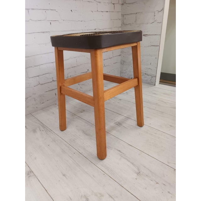 Vintage Stool English Maid Stools with Wooden Tartan Seat, 1960s, Set of 3 For Sale - Image 10 of 15