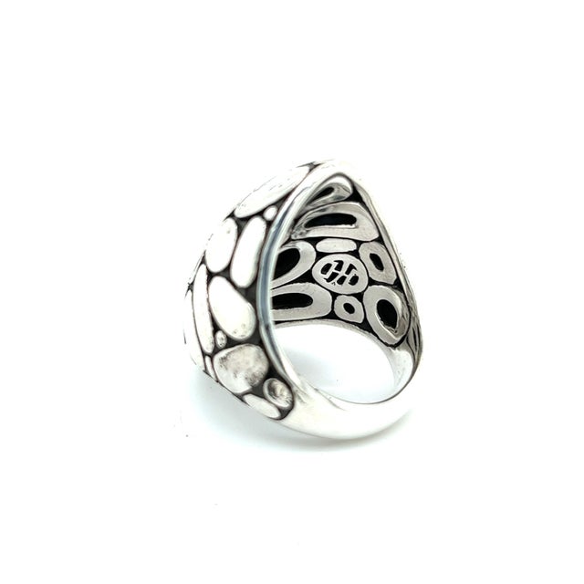 Metal 1990s John Hardy Estate Ladies Kali Pebble Marquise Dome Ring 6 Sterling Silver For Sale - Image 7 of 12