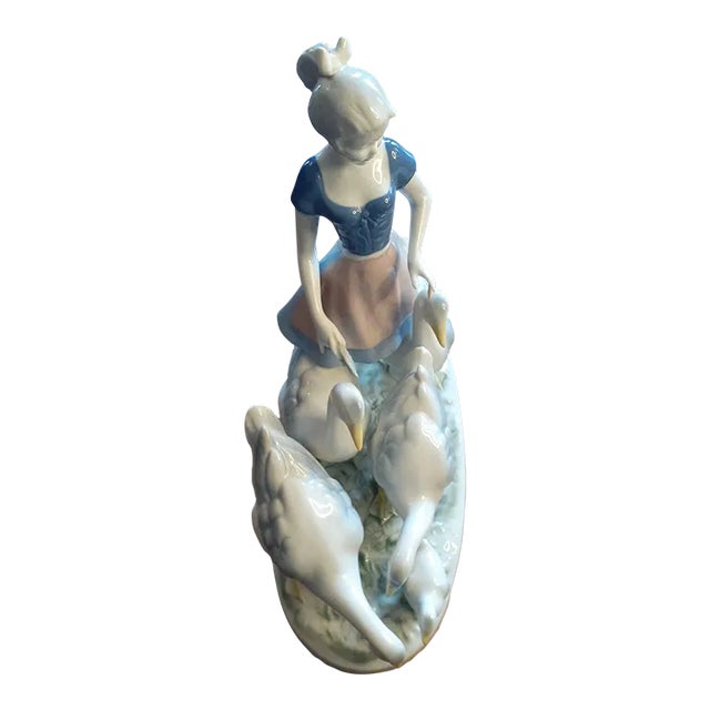 1950s Gerold Porzellan Bavaria West Germany Girl With Ducks Figurine For Sale