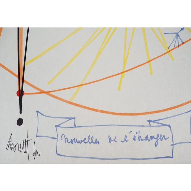 Modern Raymond Moretti and Jean Cocteau, News from Abroad, Original Lithograph For Sale - Image 3 of 6