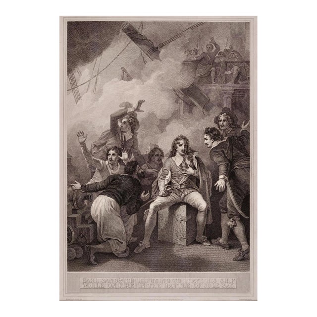 "Earl Sandwich Refusing to Leave His Ship": An 18th Century Etching/Engraving, 1798 For Sale