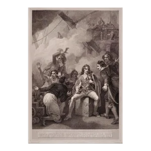 "Earl Sandwich Refusing to Leave His Ship": An 18th Century Etching/Engraving, 1798