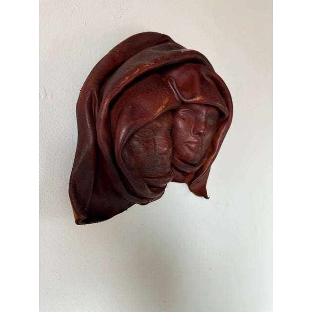 Up for sale this fantastic Vintage handmade abstract leather female portraits wall art sculpture . Unsigned - C. 1980's ....