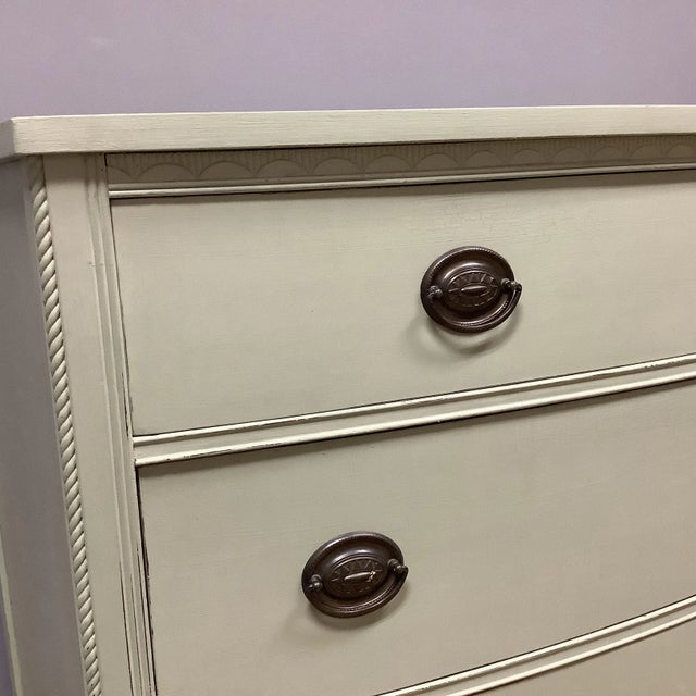Traditional Solid Wood Dresser Chest of Drawers Painted Light Green Vintage Cottage Design For Sale - Image 3 of 12