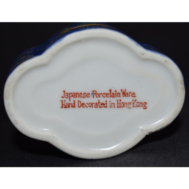 Japanese Porcelain Ware Trinket Box Vintage Painted Floral Lidded Multi Lobe 50s For Sale - Image 4 of 14