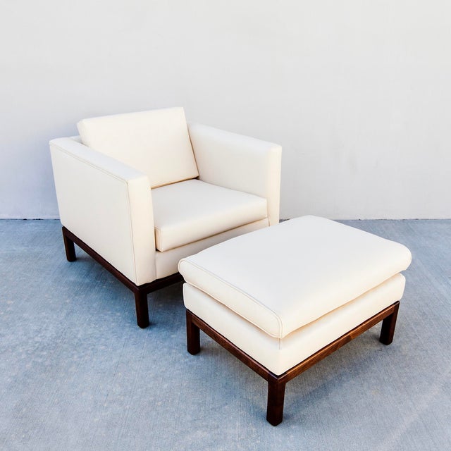 Restored Mid Century Modern Knoll Style Leather Club Chair & Ottoman For Sale - Image 12 of 12