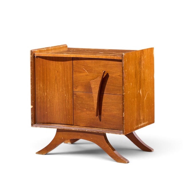 Vladimir Kagan Style Mid Century Sculptural Walnut Nightstands - Pair For Sale - Image 9 of 11