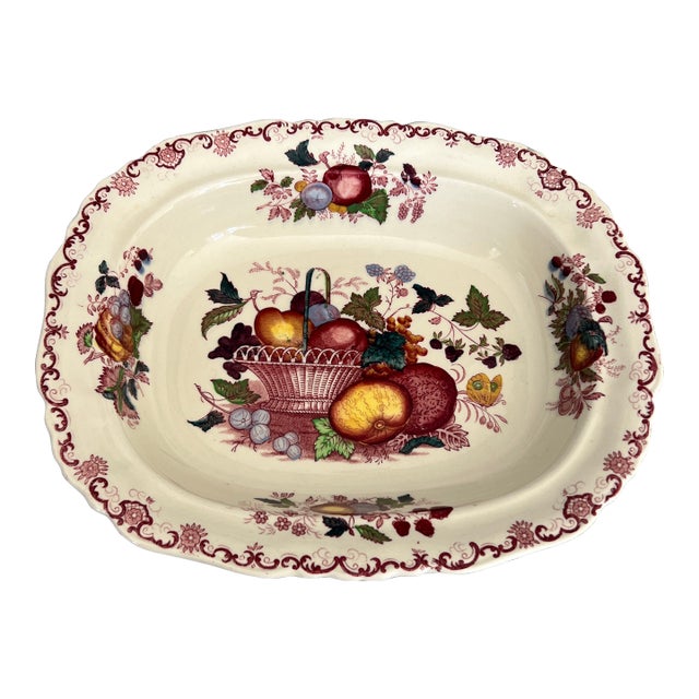 Antique English Masons Antique Fruit Basket Serving Bowl For Sale