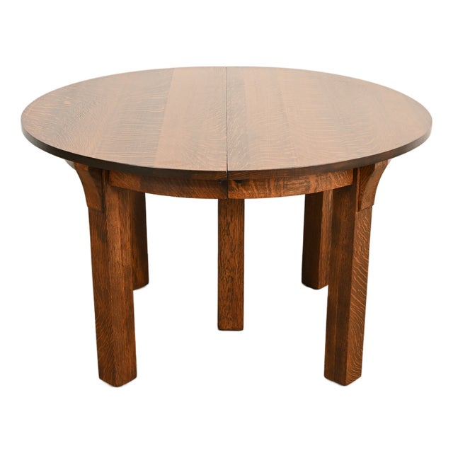 Limbert Antique Mission Oak Arts & Crafts Five-Leg Extension Dining Table, Newly Refinished For Sale