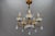 Hollywood Regency Italian Florentine Gilt Metal and White Opalescent Glass Five-Light Chandelier, 1970s For Sale - Image 3 of 18