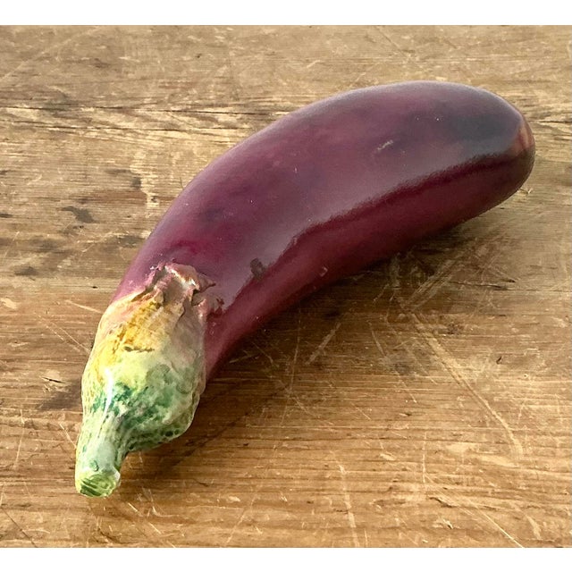 Vintage Italian Glazed Ceramic Eggplant For Sale - Image 4 of 11