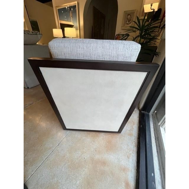 Currey & Company Currey & Company Evie Swivel Lounge Chair in Ivory Faux Shagreen and Mahogany For Sale - Image 4 of 5