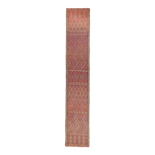 Vintage Zemmour Moroccan Kilim Rug, 03'11 X 22'09 For Sale