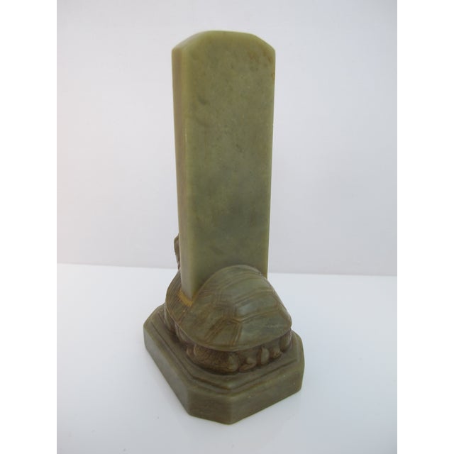 Chinese Ba Xia Bi Xi Dragon Turtle Carved Soapstone Prosperity Figurine Seal For Sale - Image 9 of 10