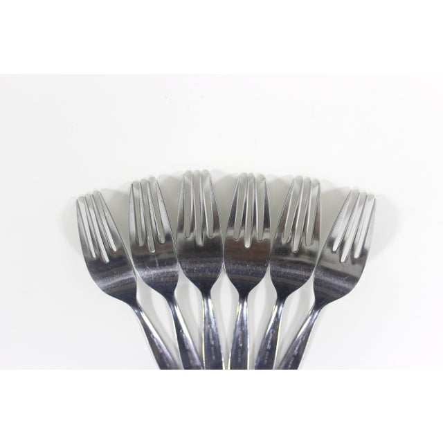 Silver 1960’s Mid Century ModernVenetia Dinner Fork Stainless Steel Oneida Community Matching - Set of 6 For Sale - Image 8 of 11