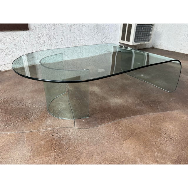 Mid Century Post Modern Italian Waterfall Glass Coffee Table For Sale - Image 4 of 12