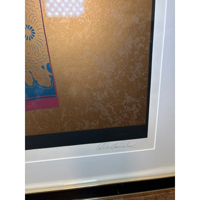Vintage Signed Limited Edition Floral Gold & Pink Kimono Lithograph Art For Sale In Miami - Image 6 of 12