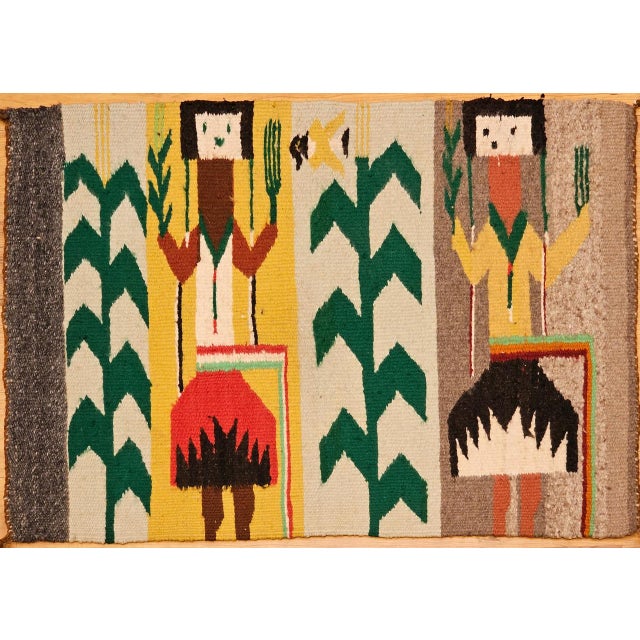 Vintage Navajo Yei Rug, Handwoven Wool, Native American Deity Pictorial Pattern, 2x2 For Sale - Image 10 of 12