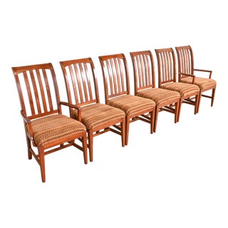 Ethan Allen Arts & Crafts Solid Cherry Wood Dining Chairs, Set of Six For Sale