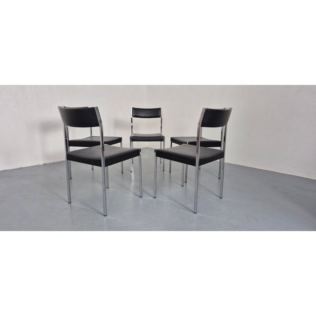 Minimalist Side Chairs by Ernst Lauclair for Girsberger, Switzerland, 1960s, Set of 5 For Sale - Image 4 of 18