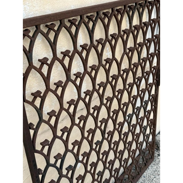 Metal Antique French Art Nouveau Wrought Iron "Repeating Arch" 55x48 Garden Entry Gate For Sale - Image 7 of 18