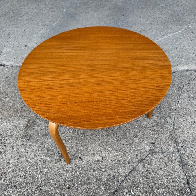 Brown Bruno Mathsson Petite Side Table Swedish Modern Bentwood Leg For Sale - Image 8 of 12