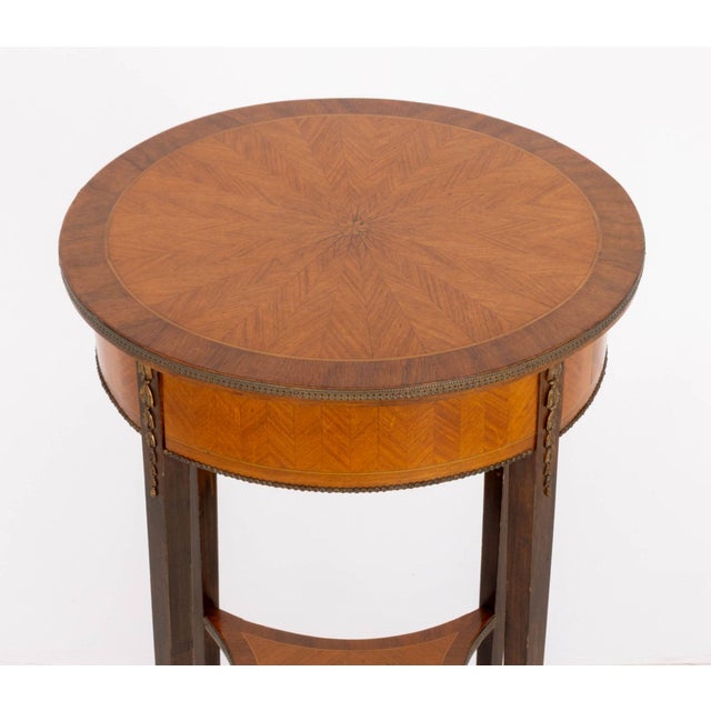 French Louis XVI Style Gilt Metal Mounted Parquetry Occasional Table For Sale - Image 3 of 8