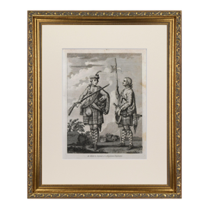 19th Century Engraving of a an Officer and Sergeant of the Scottish Highland Regiment 1801