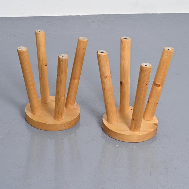 Brown Stools attributed to René Martin for Méribel, 1965, Set of 2 For Sale - Image 8 of 12