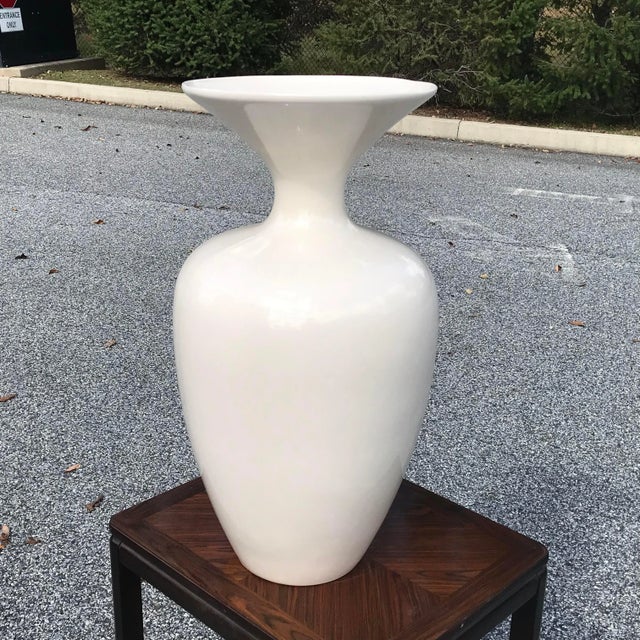 Mid-Century Modern Vintage Modernist Jaru of California Oversized White Ceramic Vase For Sale - Image 3 of 13