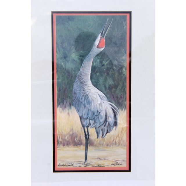 1990s Mary Erickson Signed Crane Print Set – Sandhill Crane I, Sandhill Crane II & Whooping Crane – Framed Coastal Wildlife Art (Set of 3) For Sale In Naples, FL - Image 6 of 17