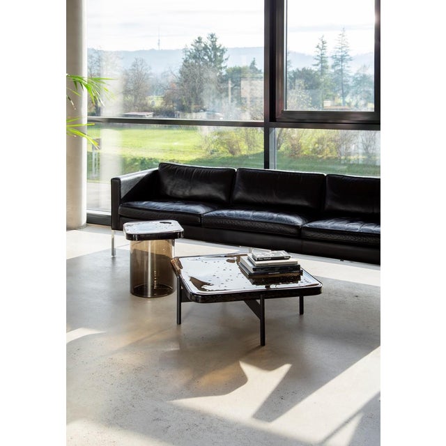 Contemporary Alwa Square Two Side Table with Smoky Grey Top and Black Base by Sebastian Herkner for Pulpo For Sale - Image 3 of 5